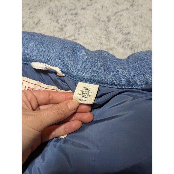 Levi's Puffer Vest Juno Western Blue Denim XL Women's - Picture 8 of 9